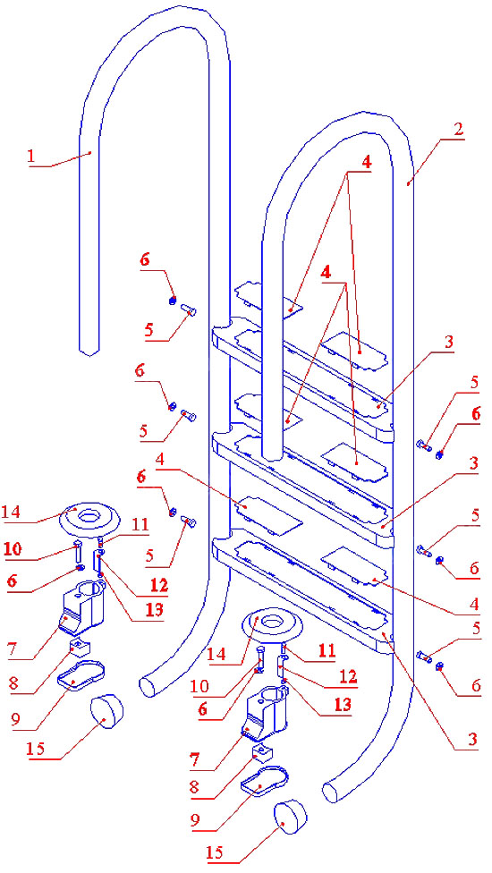 Болт ступени лестниц STANDARD, WALL Flexinox (87100251)